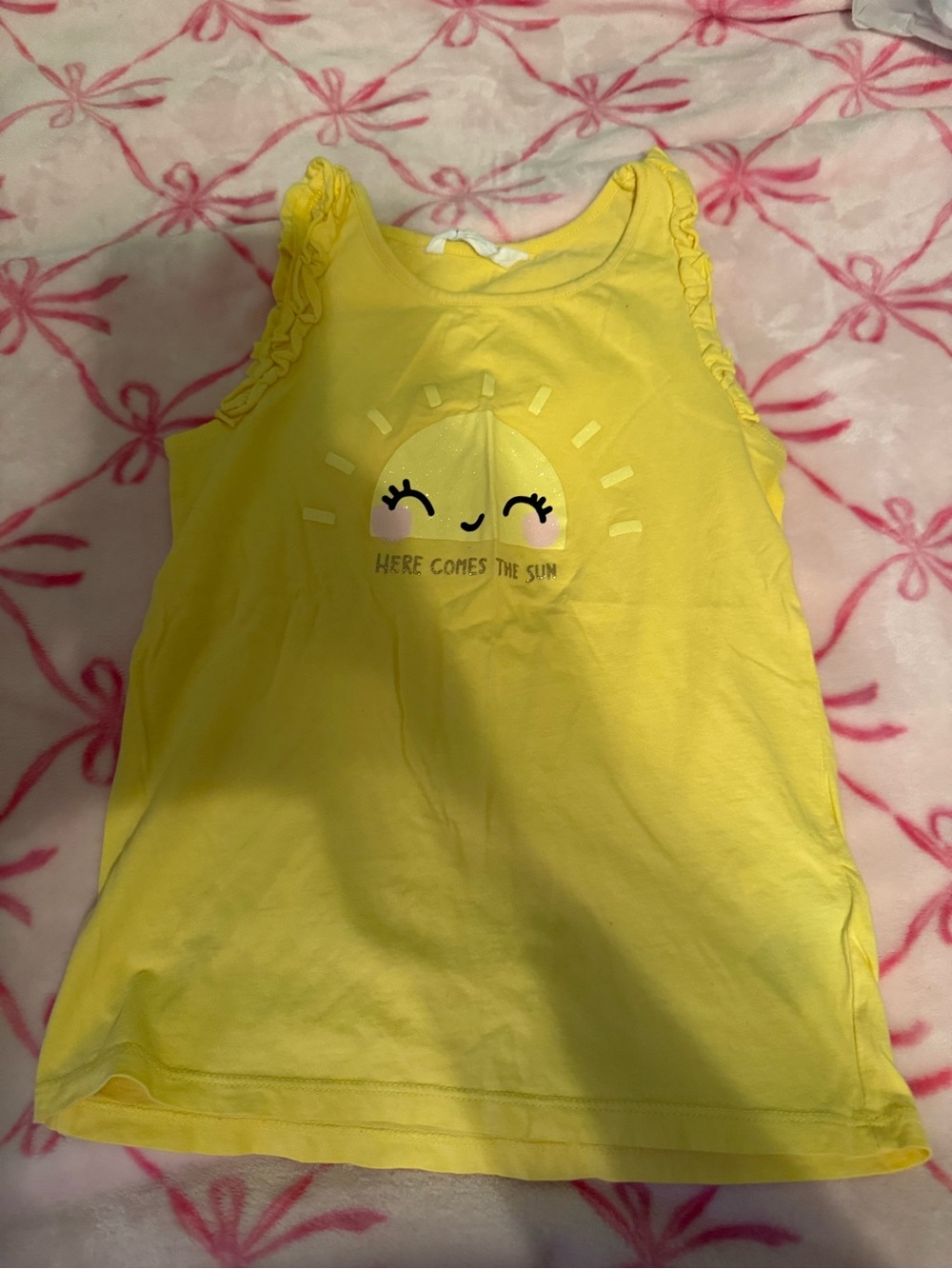 H&M Yellow Sun Graphic Ruffle Tank Top